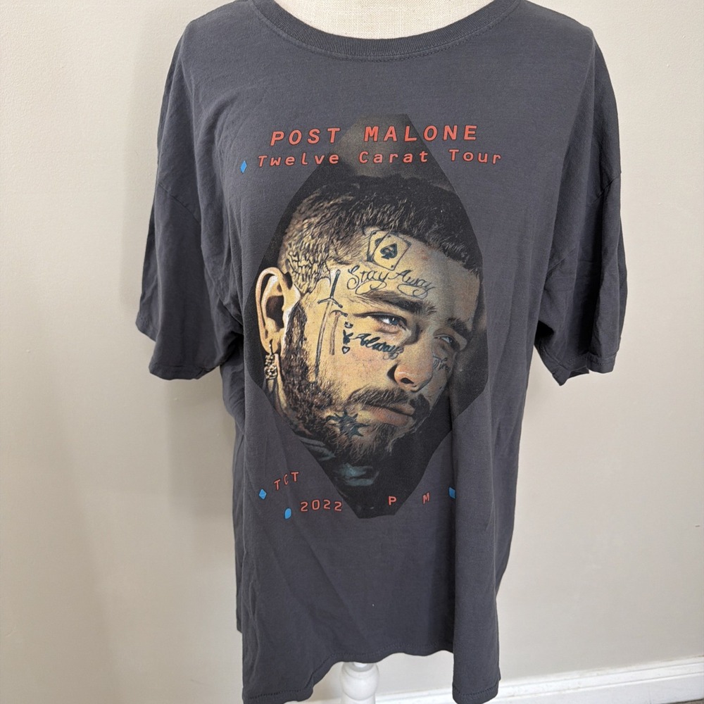 Post Malone Twelve Carat Tour 2022 Double Sided Concert Black T‎ Shirt XLarge